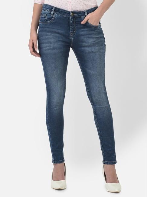 crimsoune club blue cotton mid rise jeans