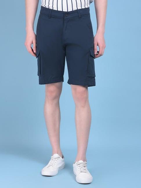 crimsoune club blue cotton regular fit cargo shorts