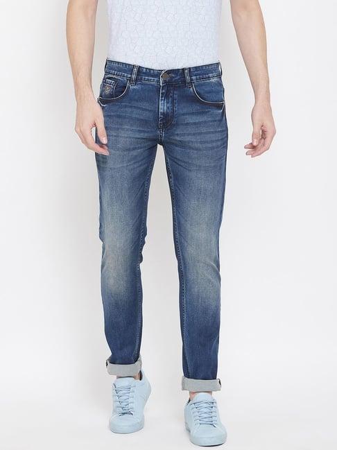 crimsoune club blue cotton slim fit jeans