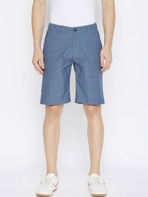 crimsoune club blue cotton slim fit printed shorts