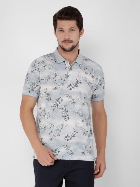 crimsoune club blue slim fit floral print polo t-shirt