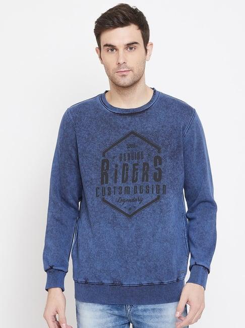 crimsoune club blue slim fit printed sweatshirt