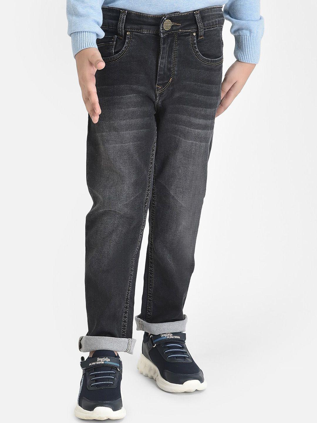 crimsoune club boys black solid cotton light fade jeans