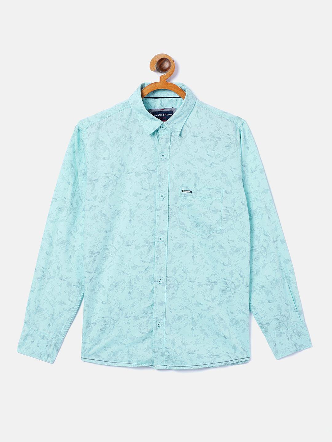 crimsoune club boys blue opaque printed casual shirt