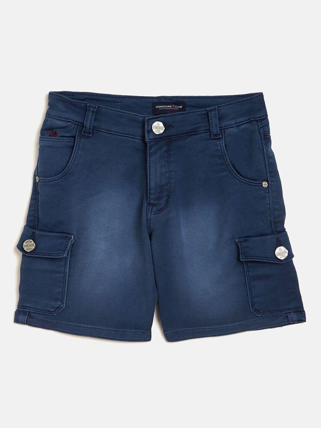crimsoune club boys blue washed regular fit cargo shorts