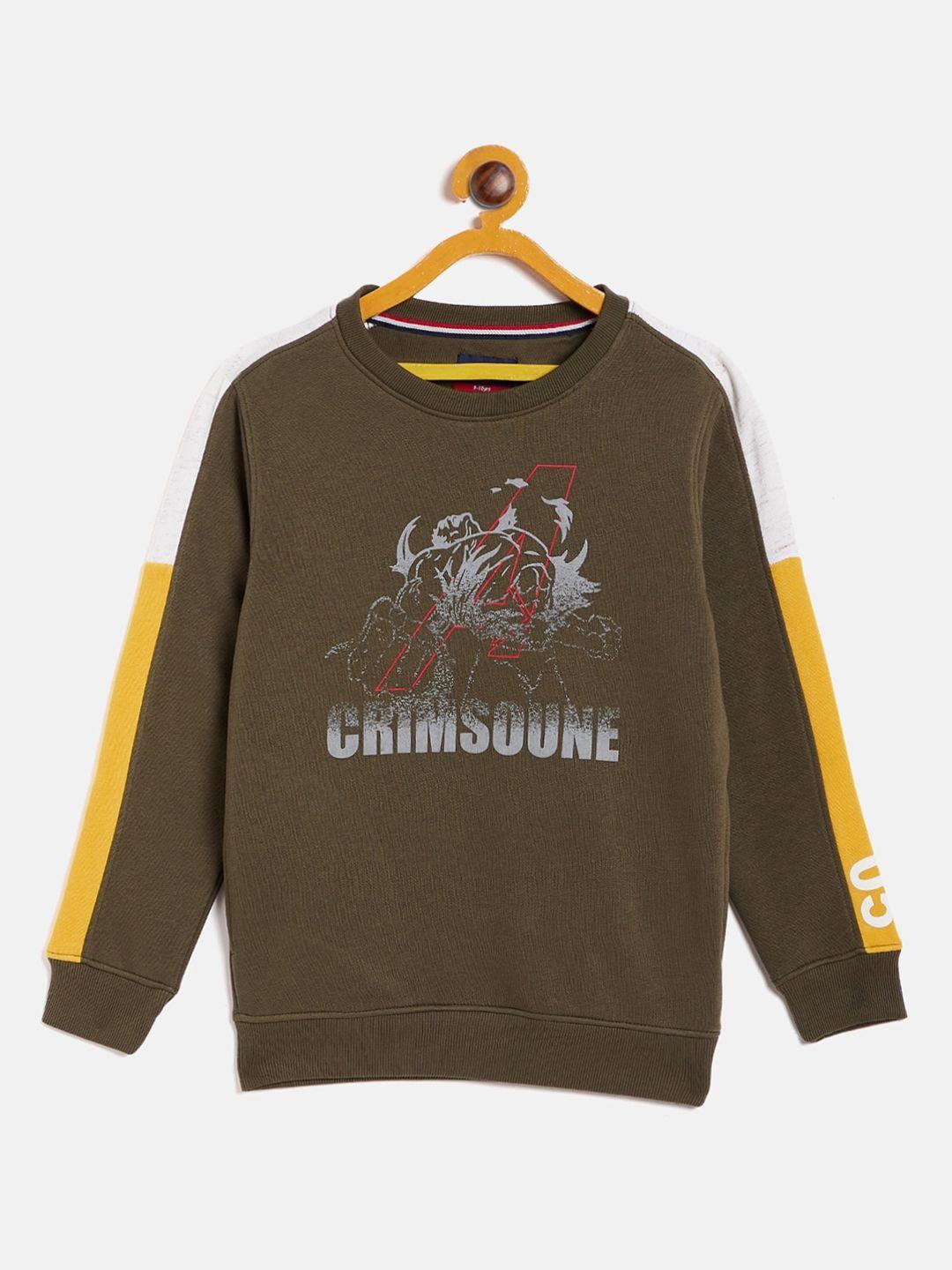 crimsoune club boys brown printed sweatshirt