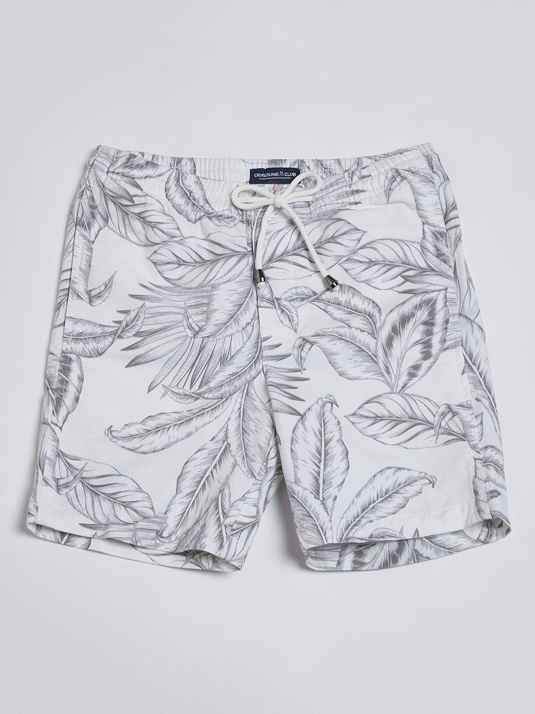 crimsoune club boys floral printed regular fit pure cotton shorts