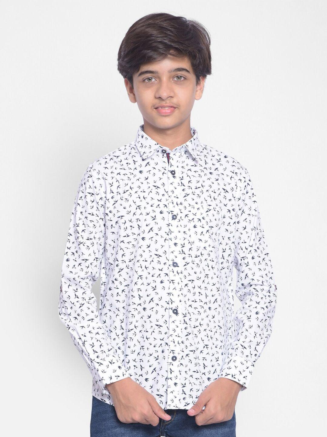 crimsoune club boys floral printed spread collar cotton casual shirt