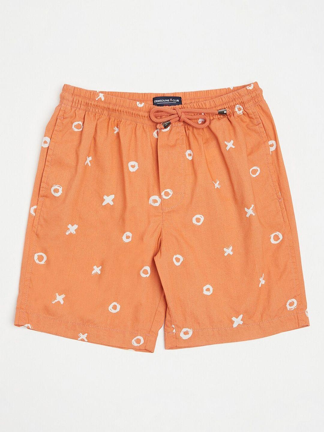 crimsoune club boys orange & white printed pure cotton boxers