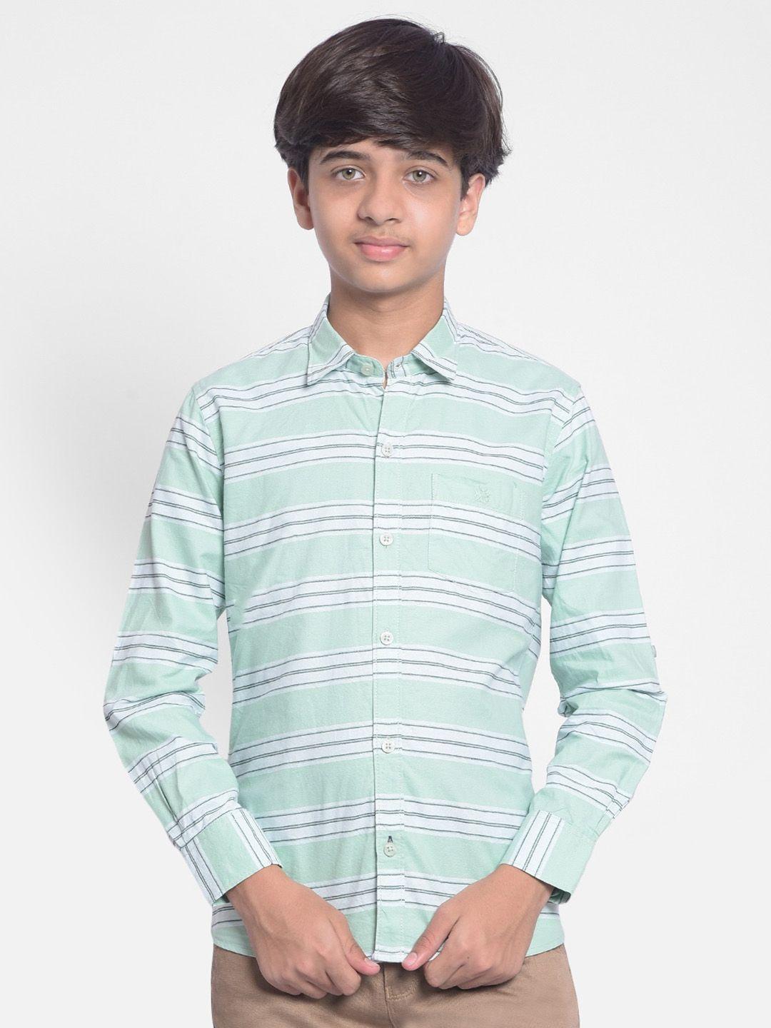 crimsoune club boys slim fit horizontal stripes opaque striped pure cotton casual shirt