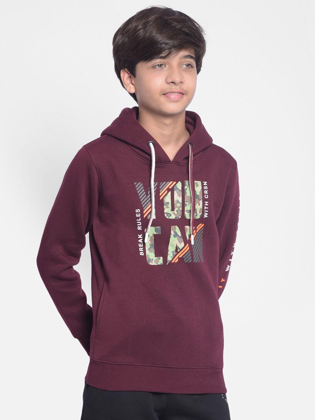 crimsoune club boys typography printed hooded cotton sweatshirt