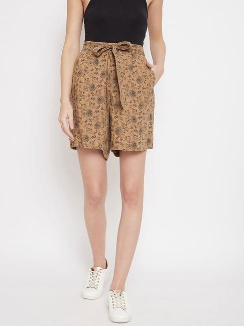 crimsoune club brown & black floral print shorts