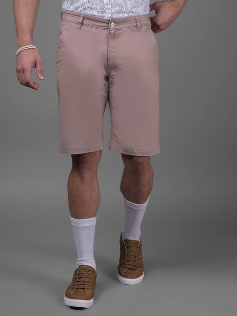 crimsoune club brown cotton slim fit shorts