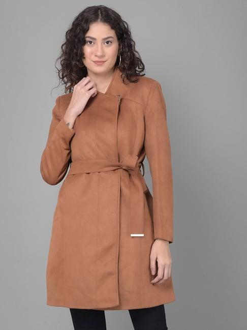 crimsoune club brown regular fit wrap coat