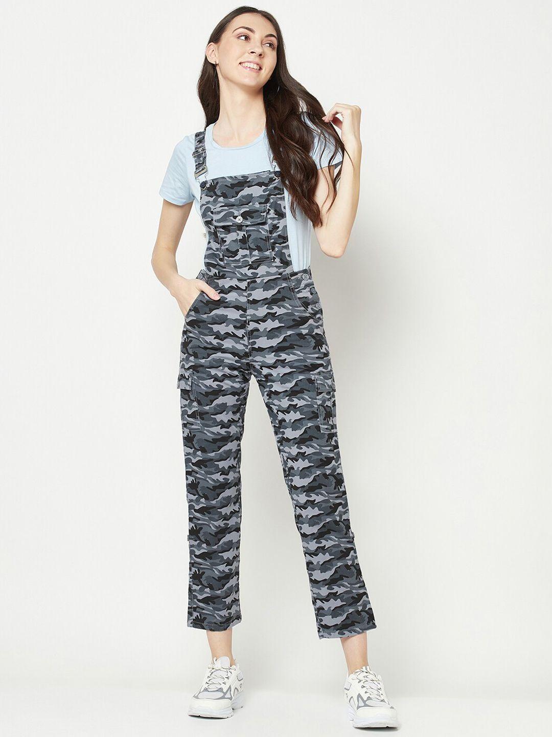 crimsoune club camouflage printed straight-leg dungaree