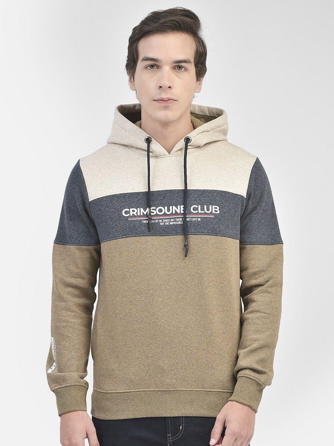 crimsoune club colourblocked hooded cotton sweatshirt