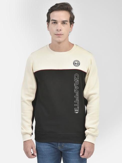 crimsoune club cream & black slim fit sweatshirt