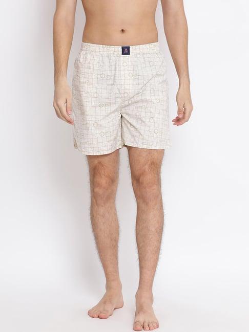 crimsoune club cream cotton slim fit checks boxers