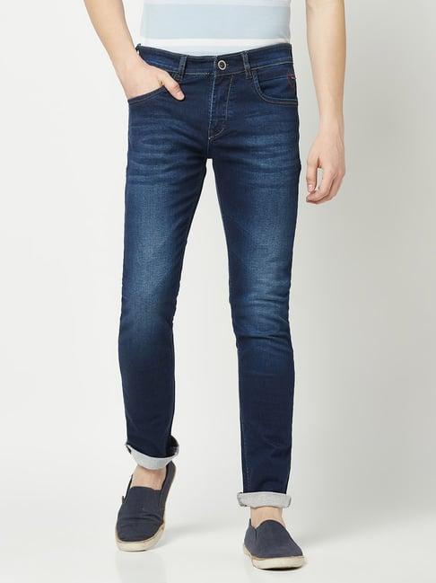 crimsoune club dark blue slim fit lightly washed jeans