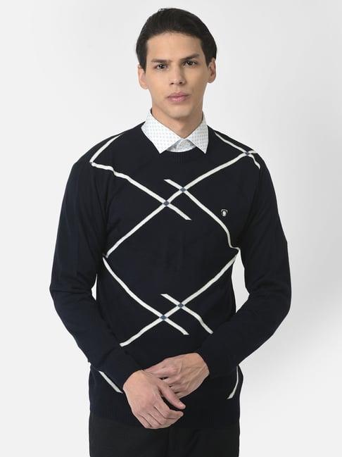 crimsoune club dark navy regular fit self design sweater