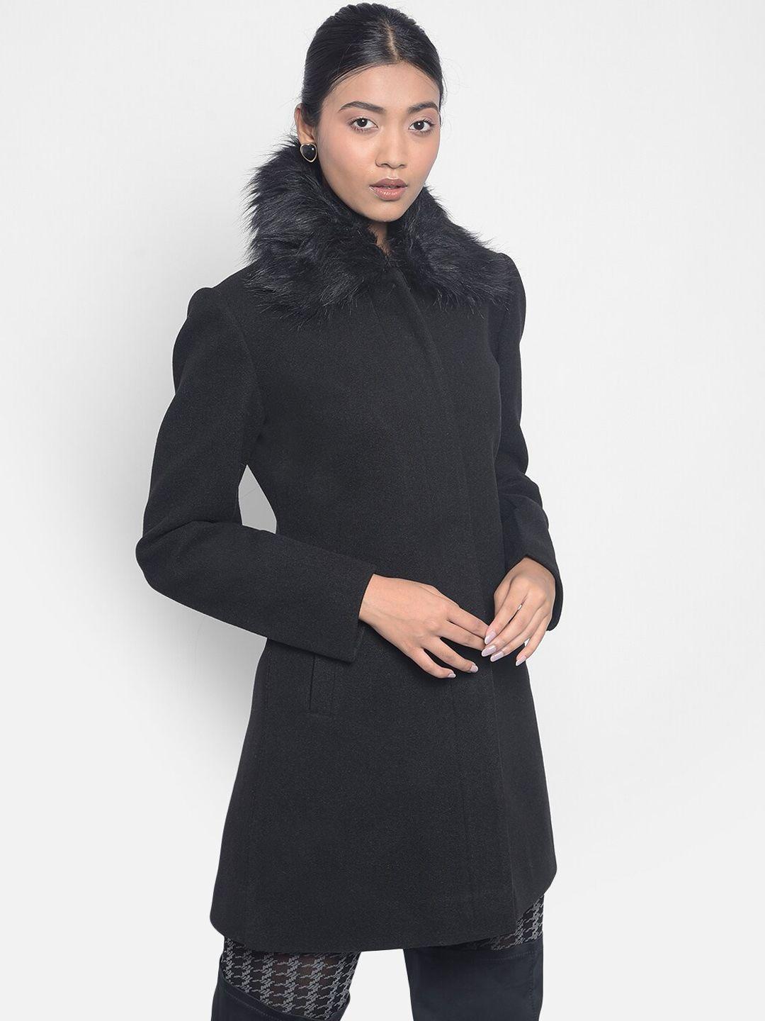 crimsoune club faux fur detailed overcoat