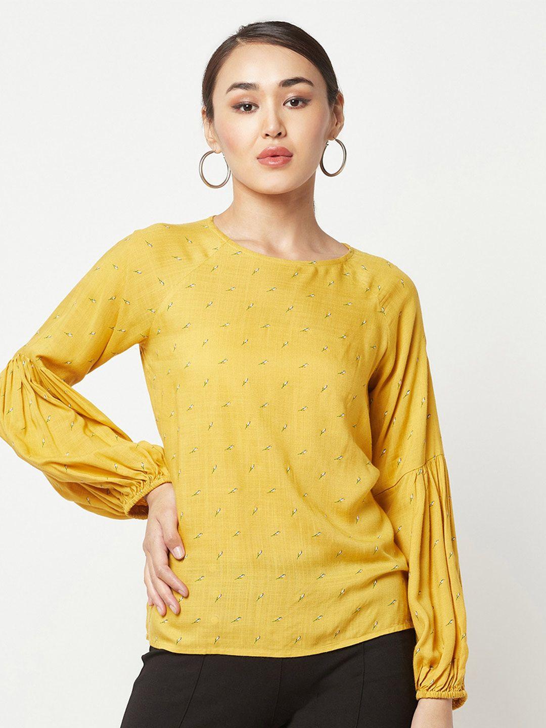 crimsoune club floral printed puff sleeve top