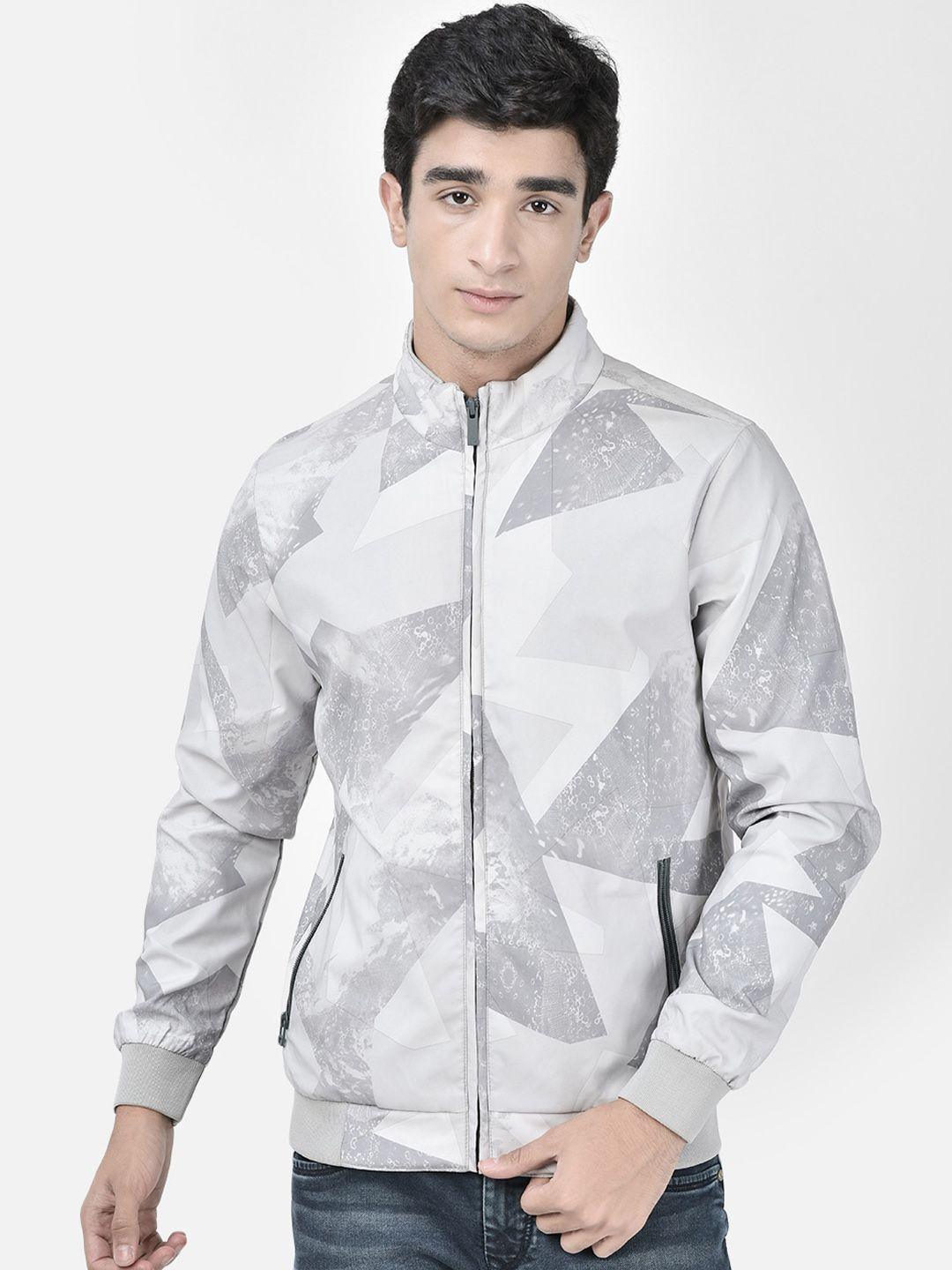 crimsoune club geometric printed lightweight bomber jacket