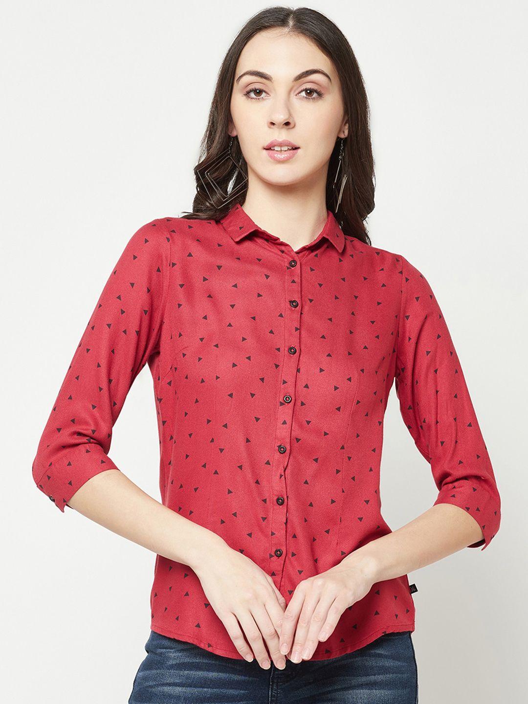 crimsoune club geometric printed slim fit casual shirt