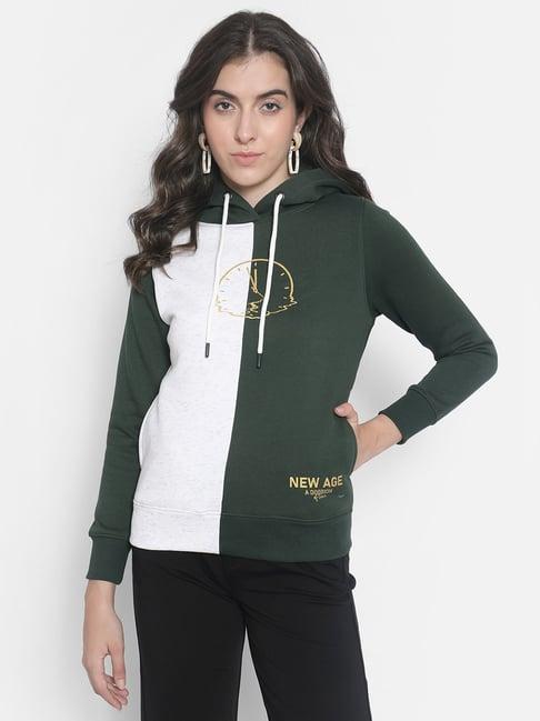 crimsoune club green & white color-block hoodie