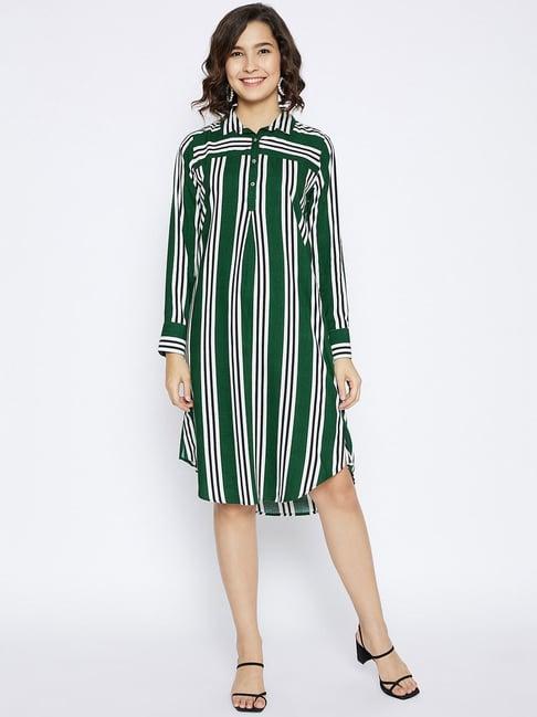 crimsoune club green & white striped dress
