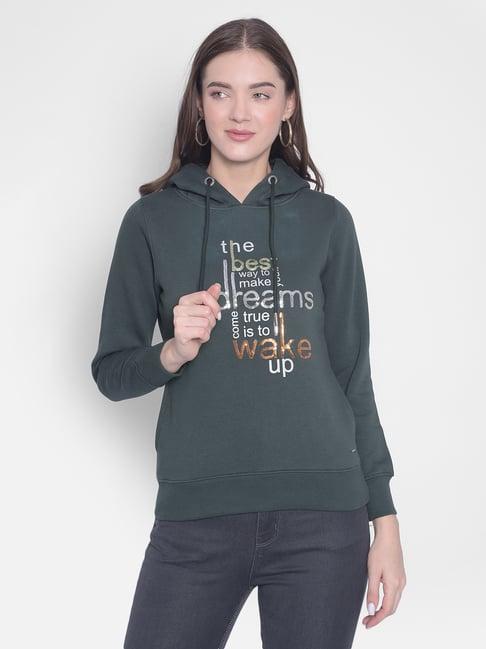 crimsoune club green printed hoodie