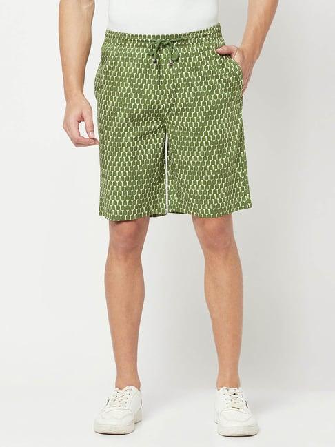 crimsoune club green regular fit cotton shorts