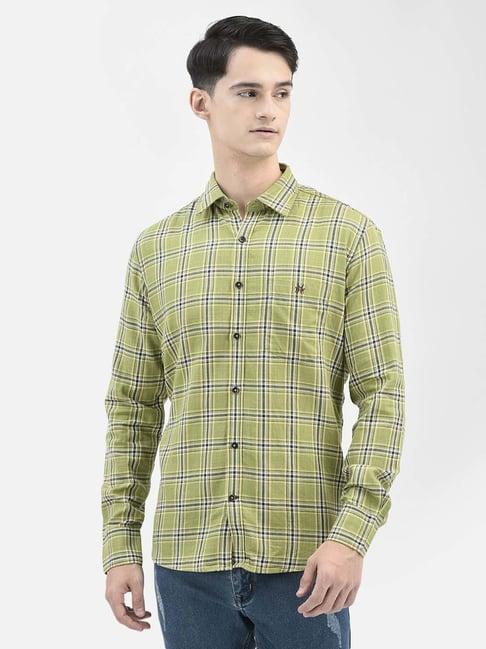 crimsoune club green slim fit check shirt