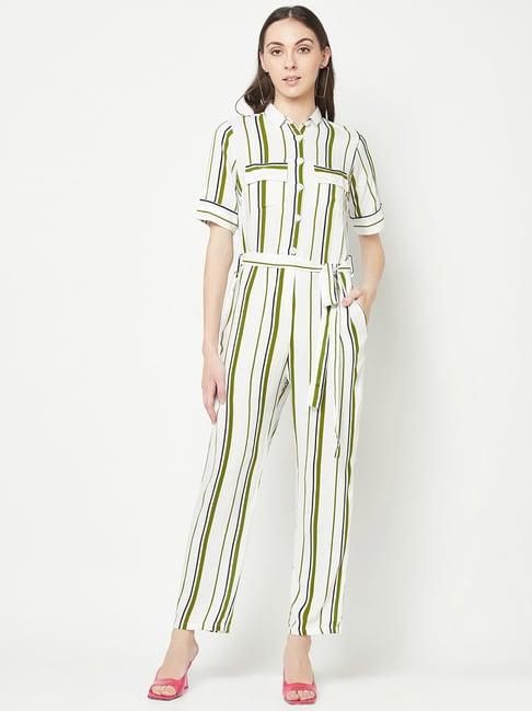 crimsoune club green striped jumpsuit