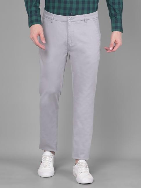 crimsoune club grey cotton straight fit trousers