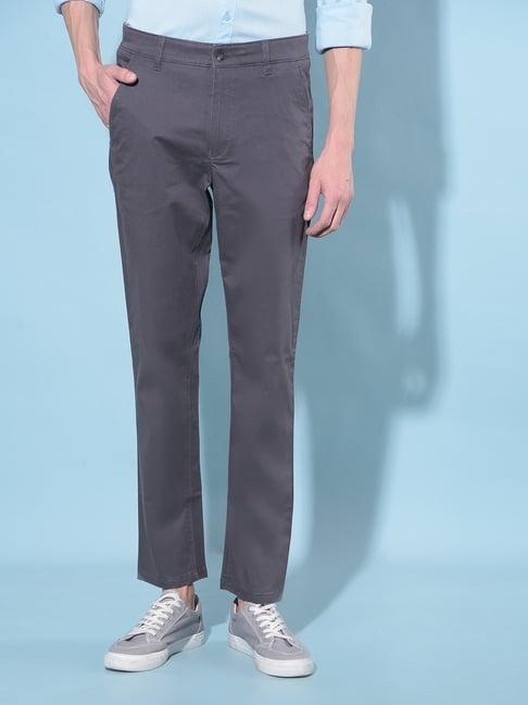 crimsoune club grey cotton straight fit trousers