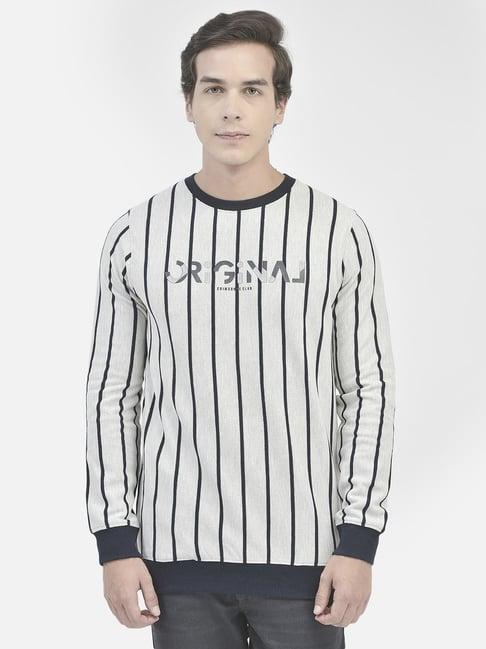 crimsoune club grey regular fit striped sweatshirt