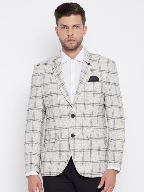 crimsoune club grey slim fit checks blazer