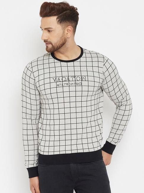 crimsoune club grey slim fit checks sweatshirt
