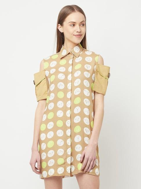 crimsoune club khaki printed dress