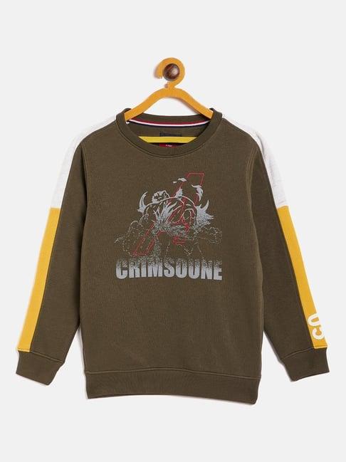 crimsoune club kids brown printed sweatshirt