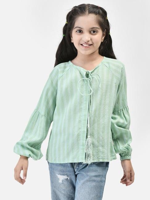 crimsoune club kids green striped full sleeves top