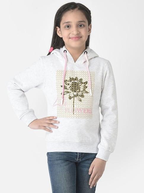 crimsoune club kids grey floral print full sleeves sweatshirt