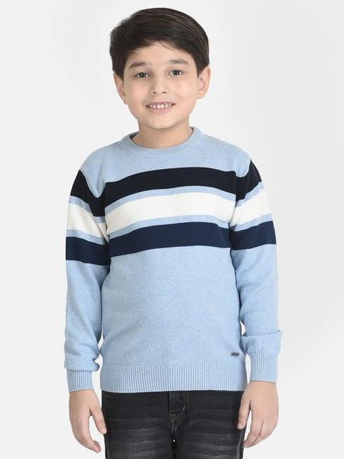 crimsoune club kids light blue self design full sleeves sweater