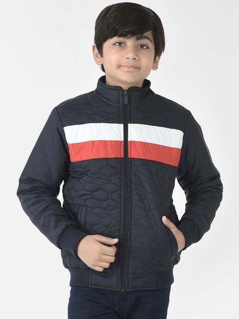 crimsoune club kids navy & white color block full sleeves jacket