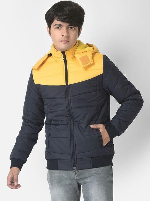 crimsoune club kids navy & yellow color block full sleeves jacket