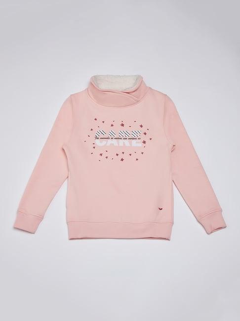 crimsoune club kids peach graphic print full sleeves sweatshirt