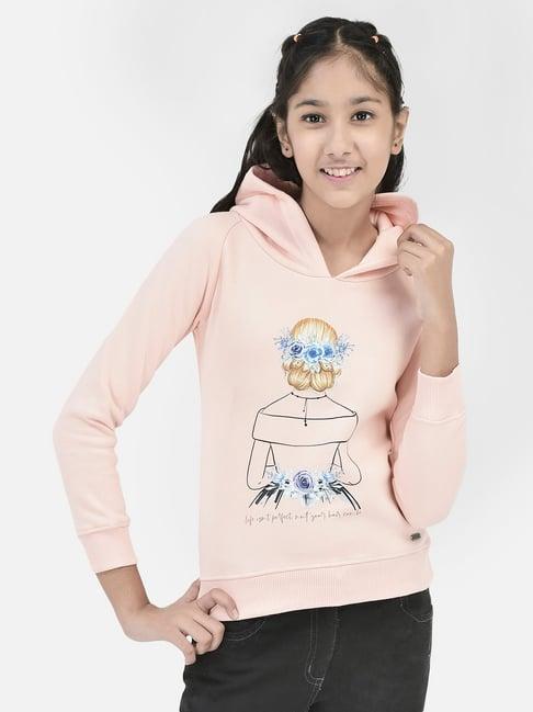 crimsoune club kids peach printed full sleeves sweatshirt