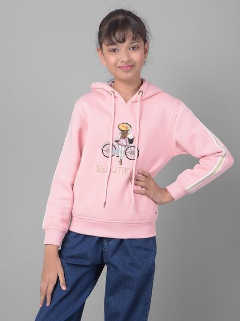 crimsoune club kids pink embellished full sleeves sweatshirt