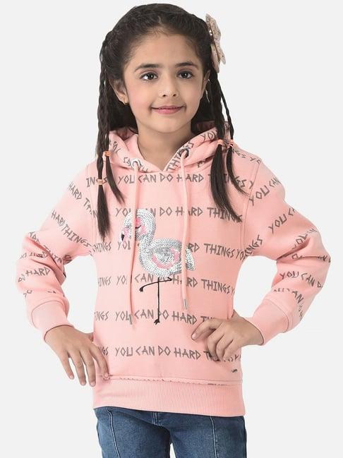 crimsoune club kids pink embellished full sleeves sweatshirt